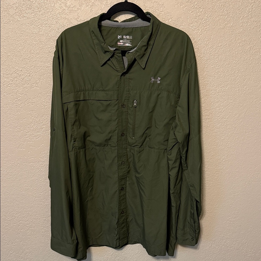 Under Armour men's long-sleeve heat gear fishing shirt 3XL Green
